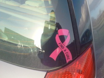 (image for) Pink Breast Cancer Awareness Ribbon Vinyl Sticker, New Design