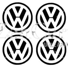 VW Centre Cap Logo Badge Stickers Black/Chrome 50mm