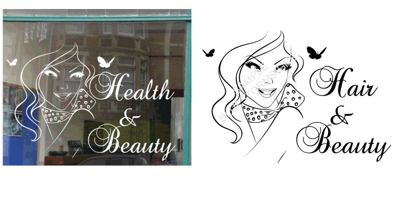 (image for) HEALTH & BEAUTY SIGN SALON SHOP WINDOW STICKER WITH TEXT