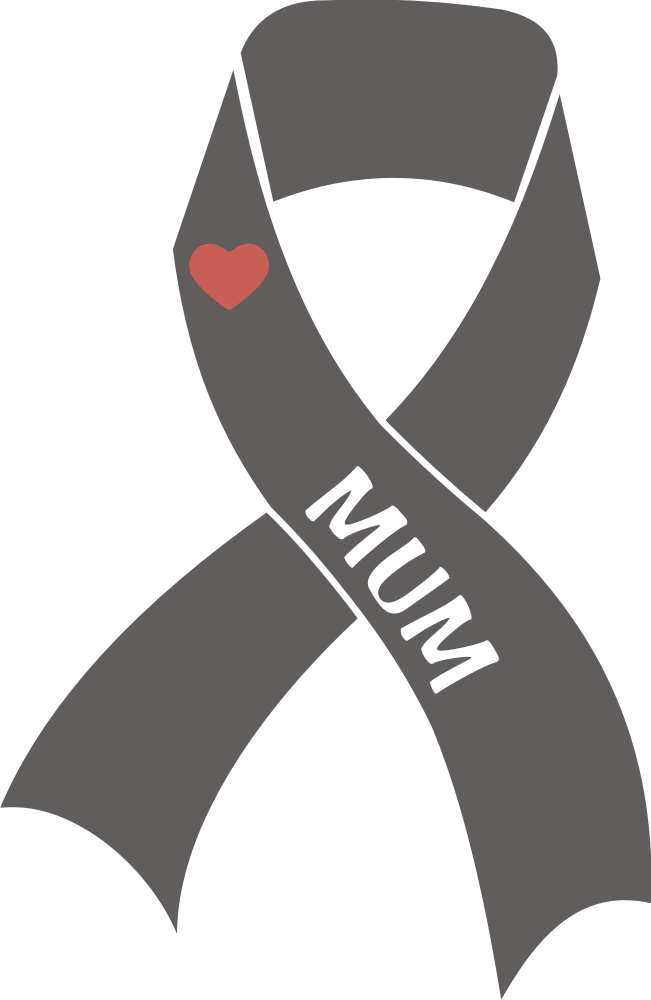 (image for) Grey Cancer Awareness Ribbon With Pink Heart