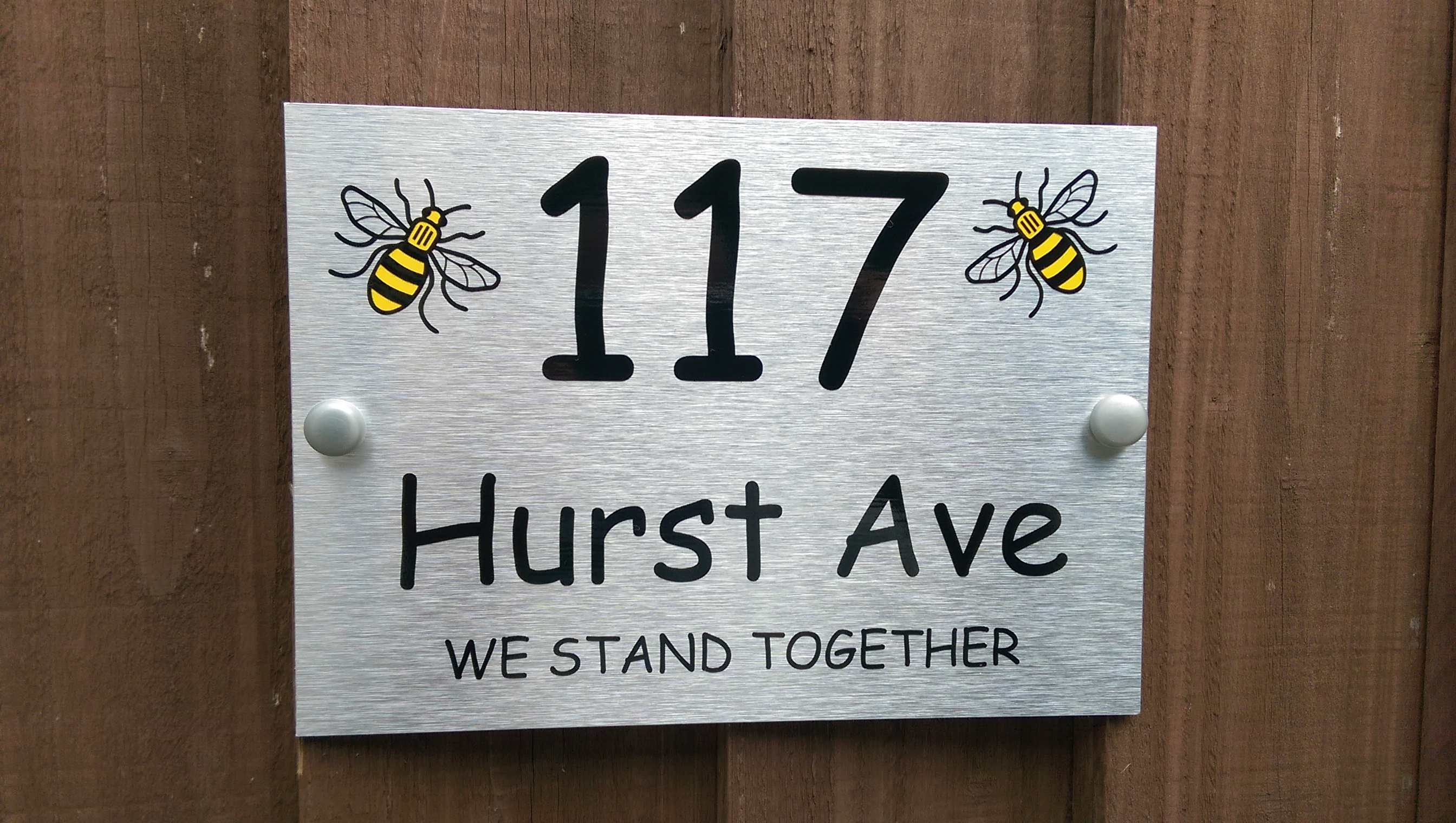 (image for) Manchester Bee House Plaque Personalised Name or Number