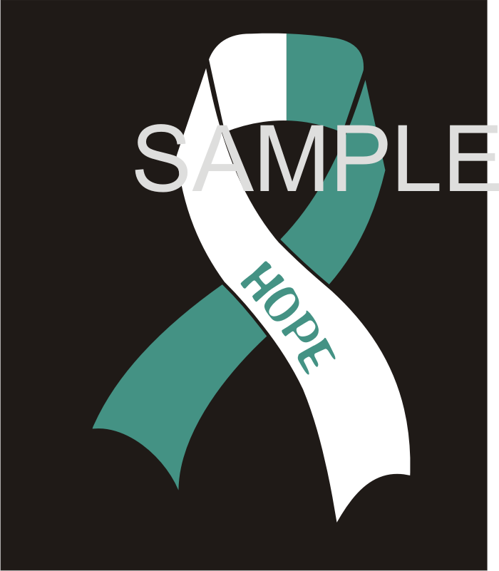 (image for) Teal/White Cancer Awareness Ribbon Vinyl Sticker, New Design