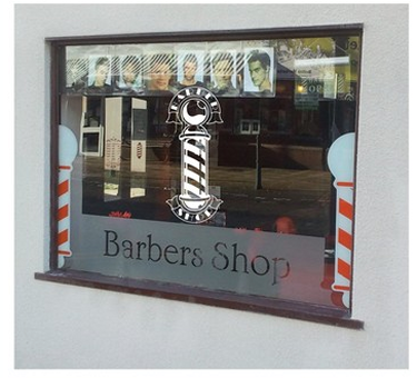 (image for) BARBERS POLE WINDOW SHOP FRONT VINYL STICKER DECAL