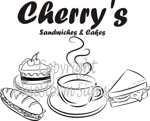 (image for) CAKE COFFEE SANDWICH SHOP SIGN DECAL SET
