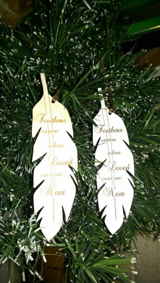 (image for) Memorial Laser cut Feather "feathers appear when loved ones