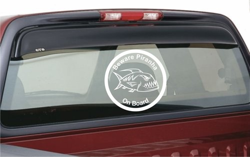 (image for) Beware Piranha On Board Fishing Car Bike Sticker Decal
