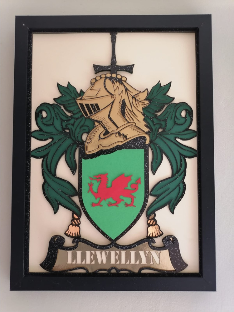 (image for) Coat of Arms Laser Cut from Multi Layered Quality Card A4 Framed